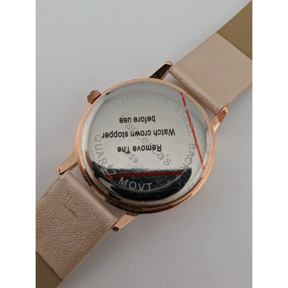 Francesca's‎ Watch Women 36mm Rose Gold Case Pink Faux Leather Band- New Battery